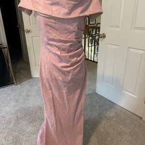 Vince Camuto Blush Off-Shoulder Lace Gown